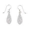 Silver Crystal Teardrop Hook Wire Earrings - 24mm drop - F0838
