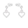 Silver Heart Drop Earrings - 11mm drop - F1066