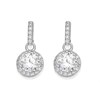 Silver Cubic Zirconia Halo Drop Earrings - 14mm drop - F11001
