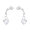 Silver Heart Drop Earrings - 20mm drop - F11012