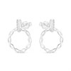 Silver Cubic Zirconia Entwined Circle Stud Earrings - 20mm - F11020