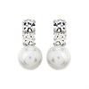 Silver Simulated Pearl And Crystal Stud Earrings - 13mm - F11023