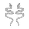 Silver Cubic Zirconia Snake Stud Earrings - 20mm - F11024