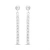 Silver Cubic Zirconia Chain Drop Earrings - 28mm - F11031