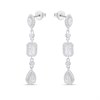 Silver Cluster Cubic Zirconia Drop Earrings - F11032