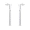 Silver Cubic Zirconia Bar Drop Earrings Earrings -33mm - F11033
