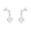 Silver  C.Z. Heart Drop Earrings - 15mm - F11035