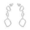 Silver Cubic Zirconia Organic Shape Drop Earrings - 35mm drop - F11102