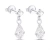 Silver Round And Pear CZ Drop Earrings - F11107