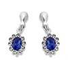 Silver White And Blue Crystal Drop Earrings - 20mm drop - F1110