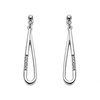 Silver Cubic Zirconia Loop Drop Earrings - 30mm drop - F1122