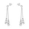 Silver Triple Ball And Snake Chain Drop Earrings - 40mm drop - F1126