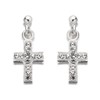 Silver Crystal Cross Drop Earrings - 15mm drop - F1151