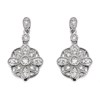 Silver Cubic Zirconia Flower Drop Earrings - 18mm drop - F1172