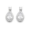Silver Cubic Zirconia Pear Drop Earrings - 10mm drop - F1185