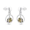 Silver Green Amber Floating Drop Earrings - F1237
