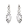 Silver Ellipse Cubic Zirconia Drop Earrings - 18mm drop - F1290