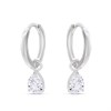 Silver Cubic Zirconia Dropper Huggie Earrings - 12mm - F13015