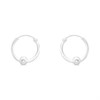Silver Tube Hoop And Bead Earrings -13mm - F13023