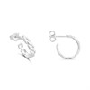 Silver Square Link Hoop Earrings - 15mm - F13145
