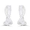 Silver CZ Mixed Cut Crossover Hoop Earrings- 14mm - F13158