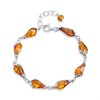 Silver Cognac Amber Floral Detail Bracelet - 7.5in - F14197