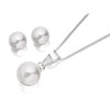 Silver Simulated Pearl Pendant And Earring Gift Set - F3181