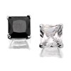 Silver Black And White Cubic Zirconia Stud Earrings - 6mm - F3215