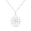 Silver Cubic Zirconia Swirl Circle Pendant -14mm - F33035