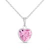 Silver Pink Cubic Zirconia Heart Pendant- 10mm - F33107