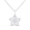 Silver Tapered Baguette CZ Flower Necklace - F33108