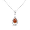 Silver Amber Teardrop Necklace - F34102