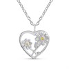 Silver Yellow CZ Daisy Heart Necklace - F34120