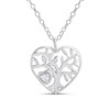 Silver CZ Tree Of Life Heart Necklace - F34121