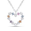Silver Pastel CZ Open Heart  Necklace - F34123