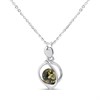 Silver Green Amber Floating Necklace - F3423