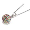 Silver Multicoloured Crystal Pendant And Chain - F3440