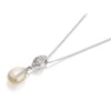 Silver Cubic Zirconia And Freshwater Pearl Necklace - F3454