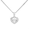 Silver Cubic Zirconia Open Heart Necklace - F35137