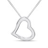 Silver Cubic Zirconia Floating Heart Necklace - F35151