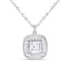 Silver Cushion Mixed Cut CZ Necklace - F35173
