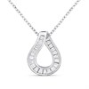Silver Baguette CZ Teardrop Necklace - F35174