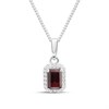 Silver Garnet And CZ Halo Birthstone Necklace - F35181