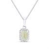 Silver Milky Aquamarine And CZ Halo Birthstone Necklace - F35183