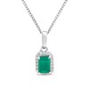 Silver Green Onyx And CZ Halo Birthstone Necklace - F35185