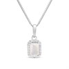 Silver Moonstone And CZ Halo Birthstone Necklace - F35186