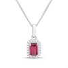 Silver Rhodolite Garnet And CZ Halo Birthstone Necklace - F35187
