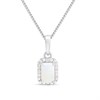 Silver Opal And CZ Halo Birthstone Necklace - F35190