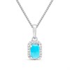 Silver Turquoise And CZ Halo Birthstone Necklace - F35192