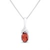 Silver Garnet And CZ Oval Birthstone Necklace - F35193